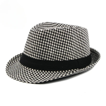 Spring Summer New Middle Aged Men's Top Hat Fashion Knitted Jazz Gentleman Black Chapeay Fedoras Bucket Hat Caps