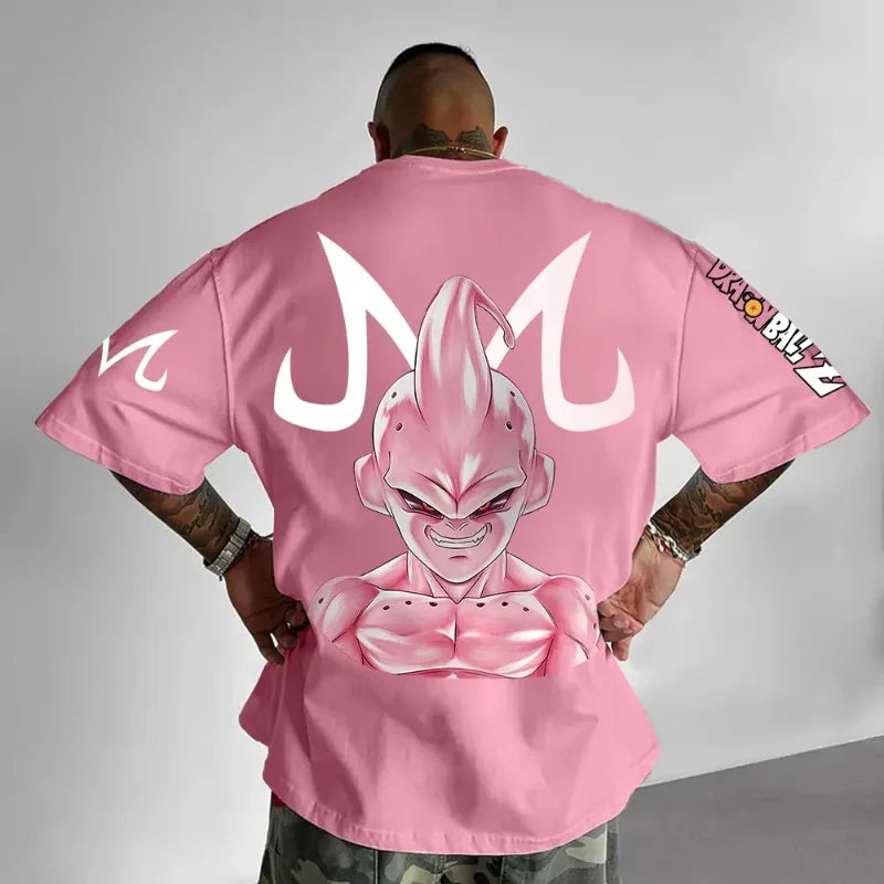 Dragon Ball Men's T-Shirt Majin Buu Japanese Anime Summer Boy Children's Short Sleeve Trend Oversize Versatile Parent-Child Wear