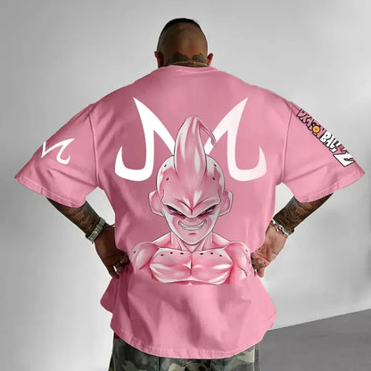 Dragon Ball Men's T-Shirt Majin Buu Japanese Anime Summer Boy Children's Short Sleeve Trend Oversize Versatile Parent-Child Wear