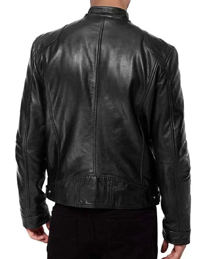 Motorcycle Equipment Men's Pu Leather Motorcycle Jacket Stand-up Collar Casual Leather Jacket Black Moto Racing Riding Jacket