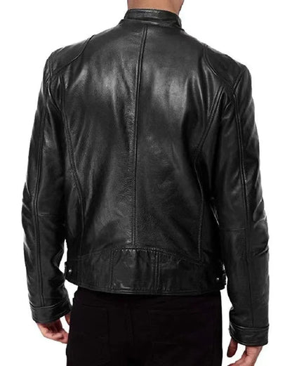 Motorcycle Equipment Men's Pu Leather Motorcycle Jacket Stand-up Collar Casual Leather Jacket Black Moto Racing Riding Jacket