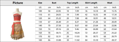 Disney Ocean Adventure Adult Kids Role Playing Vaiana Moana Princess Costume Dress Moana Necklace Pig Girls Mom Party Halloween