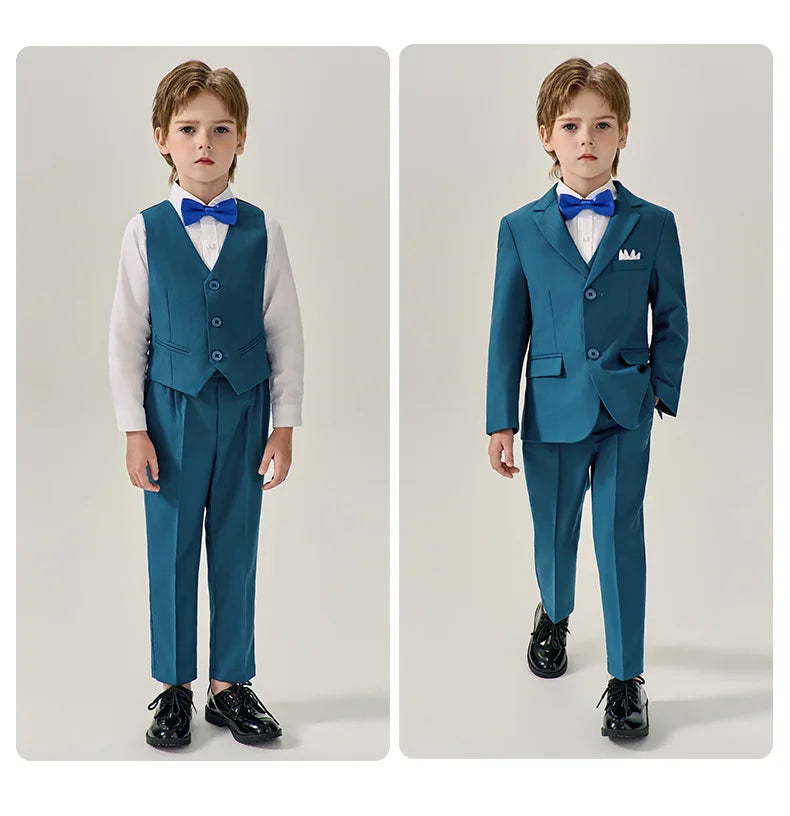 Prince Kids Purple Jakcet Vest Pants Bowtie Piano Party Dress Boys Wedding Ceremony Photograph Suit Children Performance Costume