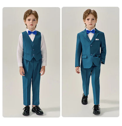 Prince Kids Purple Jakcet Vest Pants Bowtie Piano Party Dress Boys Wedding Ceremony Photograph Suit Children Performance Costume