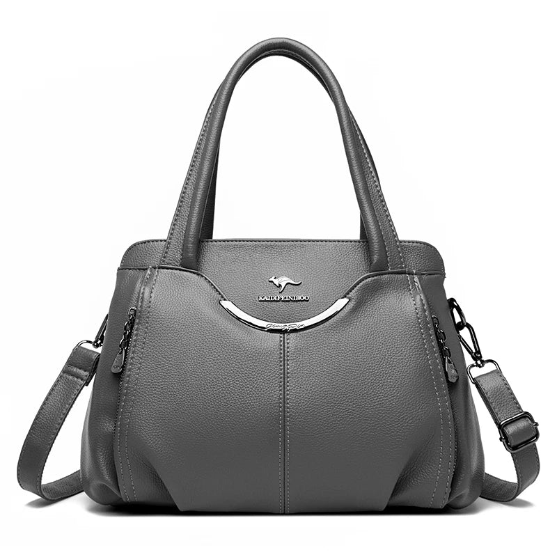 2024 New Multi Pocket Women's Handbag High Quality Soft Leather Female Shoulder Bag Luxury Designer Girl Tote Bolsas Sac A Main
