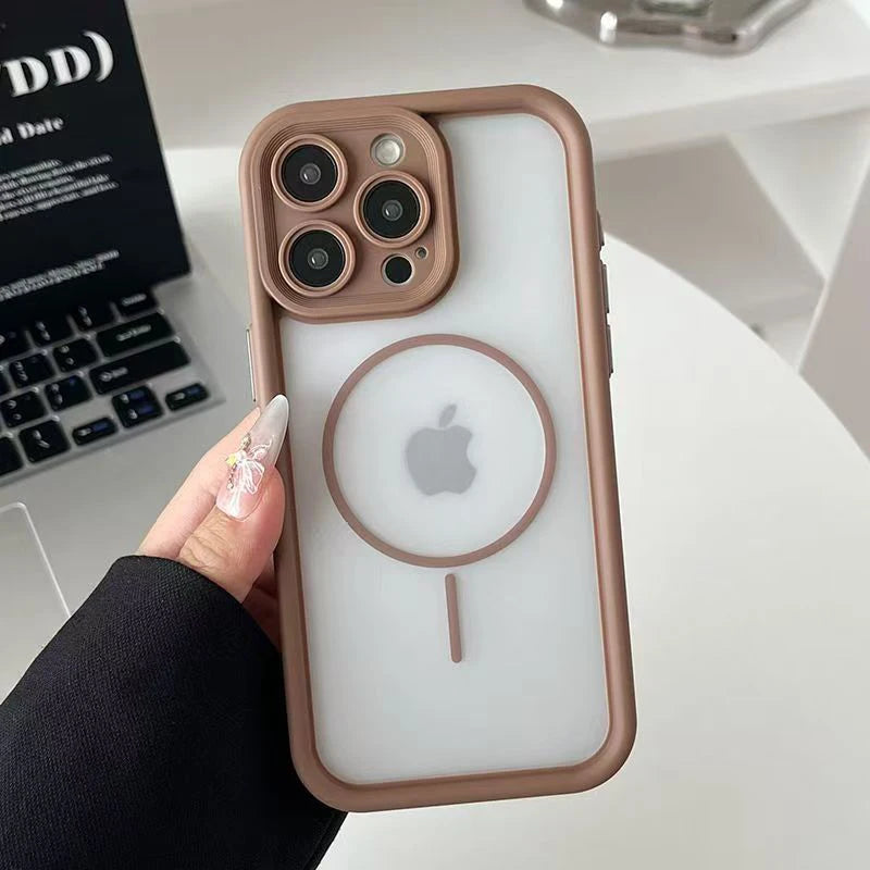 Luxury Matte For Magsafe Transparent Phone Case For iPhone 17 16 15 14 13 12 Pro Max 11 17 Pro 16 Plus Air Magnetic Bumper Cover