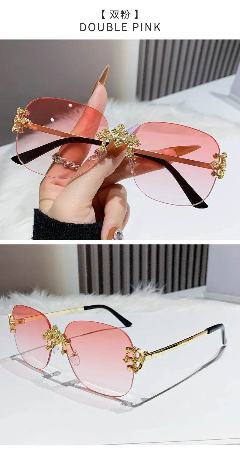 2025 New Frameless Sunglasses Women Men High-end Fashion Sunscreen Ladies Square Sun Glasses Alloy Legs Gafas De Sol UV400