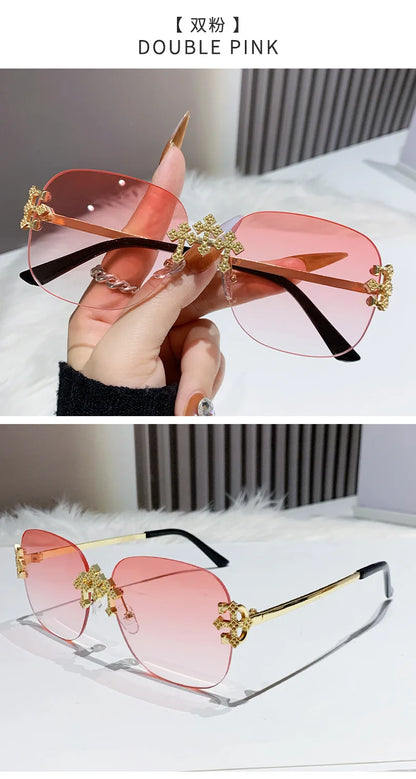 2025 New Frameless Sunglasses Women Men High-end Fashion Sunscreen Ladies Square Sun Glasses Alloy Legs Gafas De Sol UV400