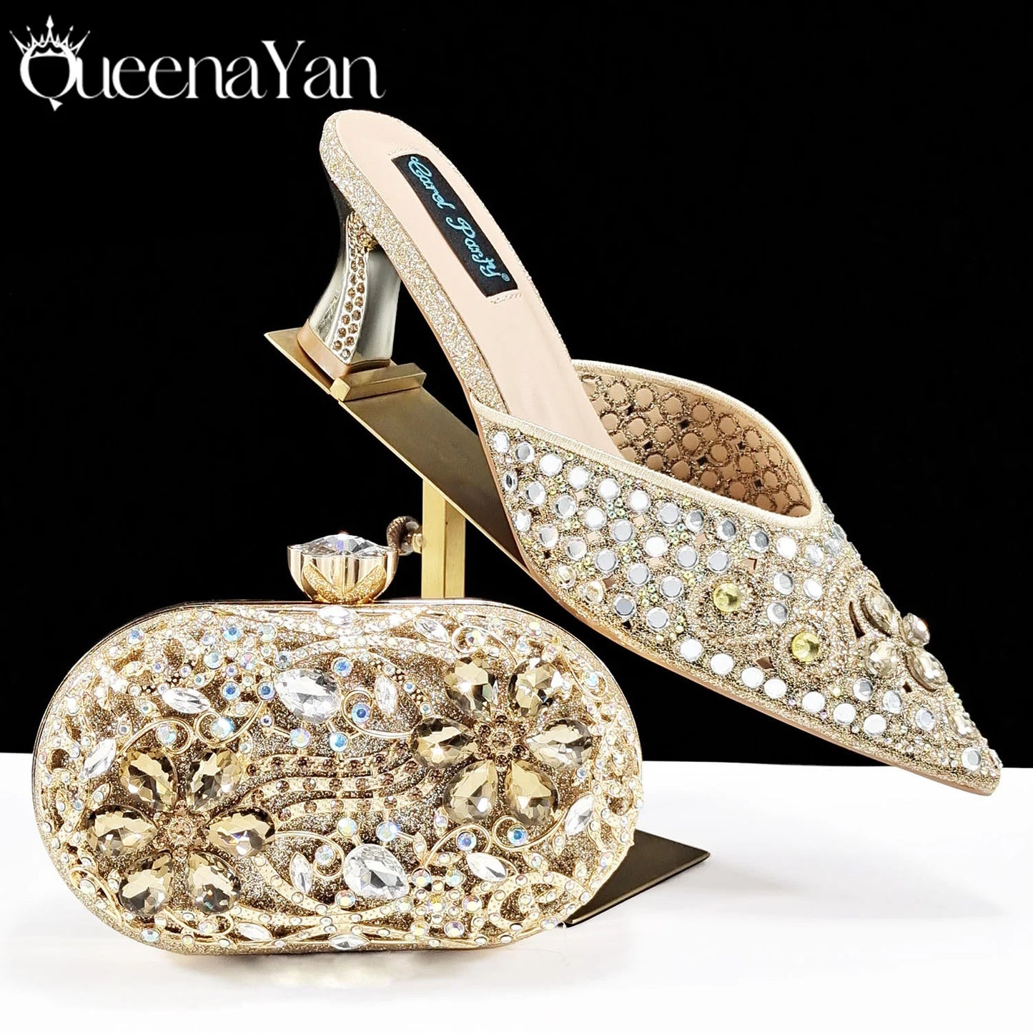 2025 INS FANTATIC BLUE Rhinestone-encrusted Sex Ladies Shoes / MATCHING  SPARKING MINI BAG (SPECIAL COLLECTION)