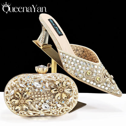 2025 INS FANTATIC BLUE Rhinestone-encrusted Sex Ladies Shoes / MATCHING  SPARKING MINI BAG (SPECIAL COLLECTION)