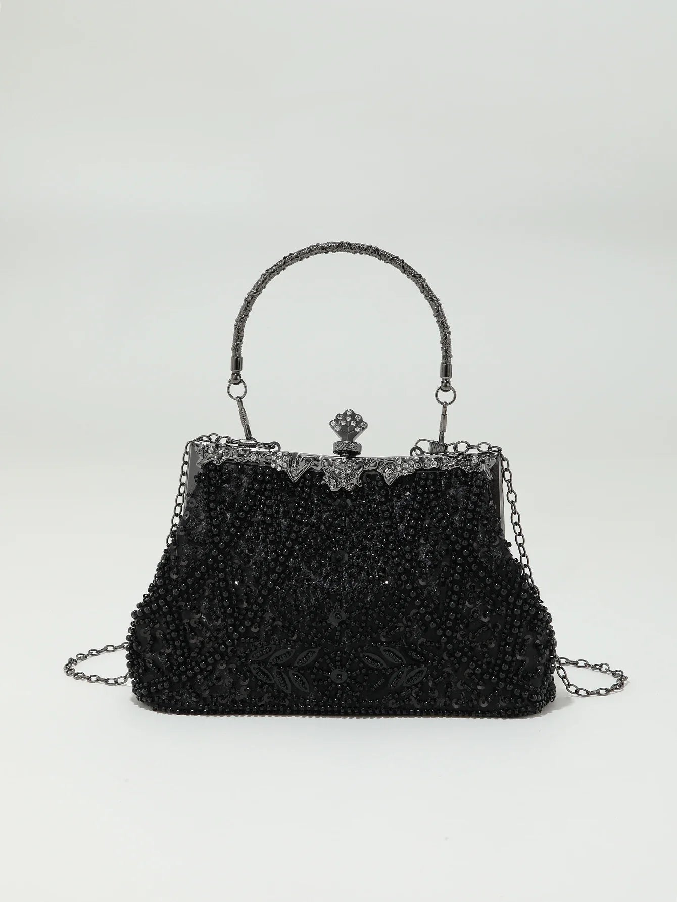 vintage trend Heavy industry embroidery flower beaded hand-held evening bag for party，wedding