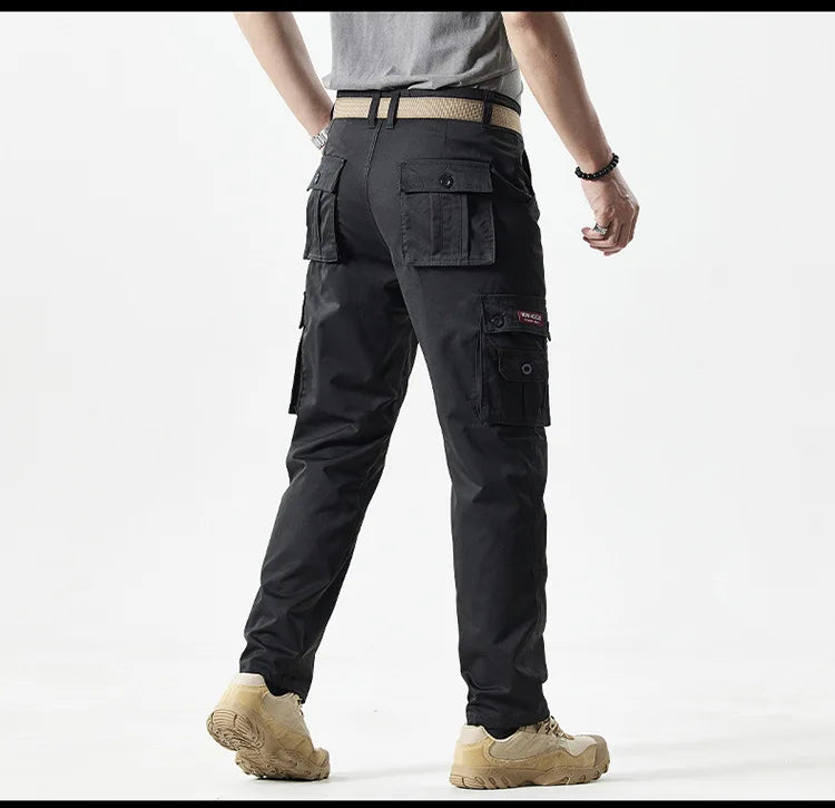 Autumn Work Pants Men Multi-pockets Cargo Trousers Casual Wear-resistant Workwear Spring Straight Pant Outdoor Hiking Trousers