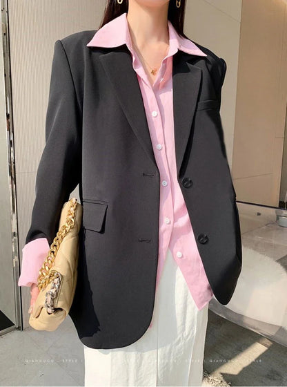 White Suit Jacket Female  2026 New Korean Version Loose Online Celebrity Casual Professional Fashion Small Suit Jacket