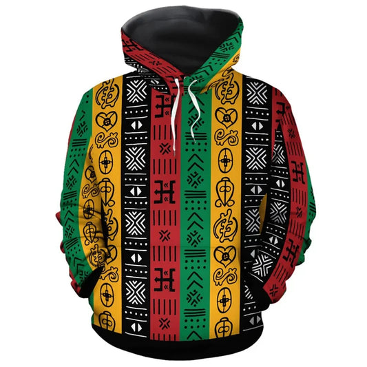 African Ethnic Tribes Unique Graphic Hoodie For Men Ethnic Printed Clothing Hooded Coat Loose Harajuku Street Vintage Hoodies