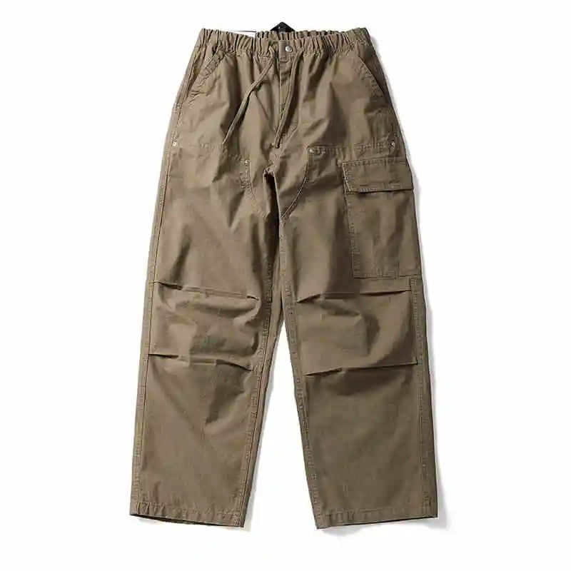 American Tactical Cargo Pants Men Heavyweight Cotton Loose Fit Straight Leg Camouflage Vintage Washed Outdoor Streetwear Premium