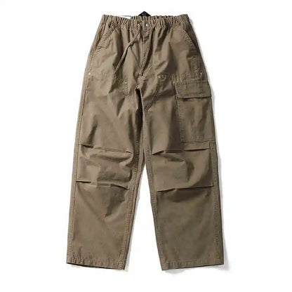 American Tactical Cargo Pants Men Heavyweight Cotton Loose Fit Straight Leg Camouflage Vintage Washed Outdoor Streetwear Premium
