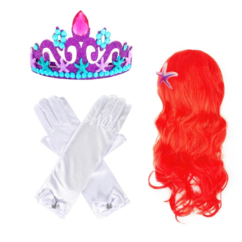 Mermaid Dress Girls Kids Cosplay Dresses Princess Costume Perform Clothes Birthday Party Halloween Clothing
