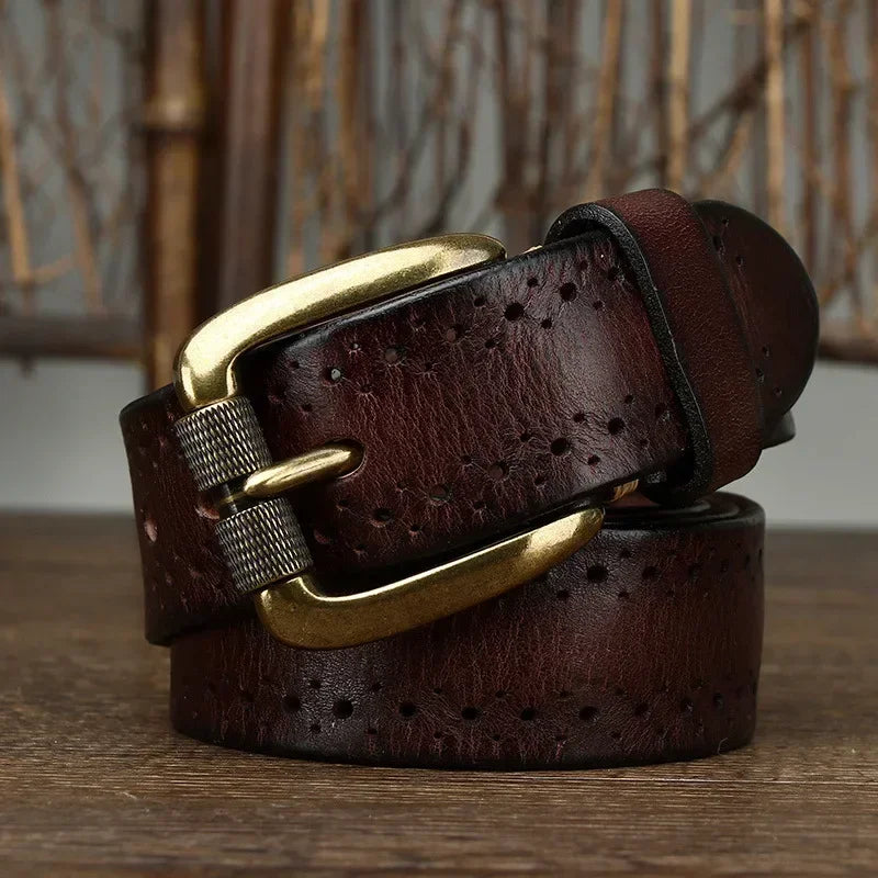 2024 Fashion Men's Belt  Genuine Leather Pure Cowhide Pin Buckle Vintage Belt for Trap Male Jeans for Man Luxury Designer