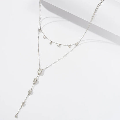 Real 925 Sterling Silver Necklace with CZ Classic Waterdrop Choker Chain Fashion Colar for Women Fine Jewelry BQN16