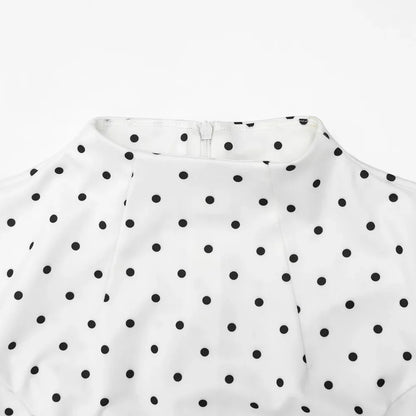 White Polka Dot Long Dress Summer Sexy High-Waisted Vintage Print Sleeveless Dress Casual Party Vacation New Women Dress