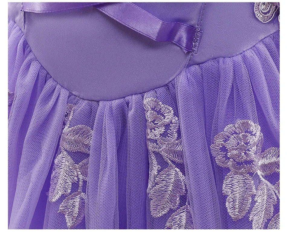 Girl Pink Aurora Cosplay Princess Dress Up Kids Christmas Halloween Tulle Fancy Rapunzel Costume for Children Girls Birthday