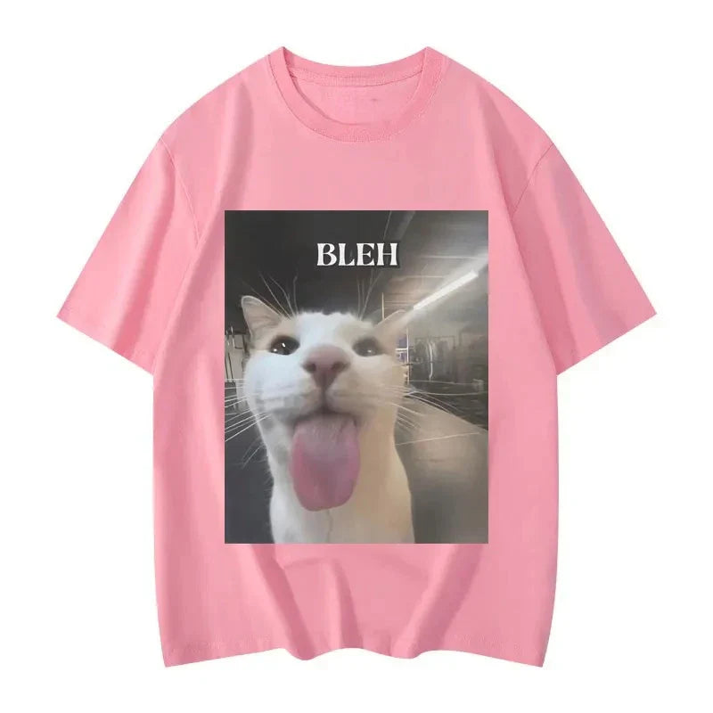 Bleh Funny Cat Meme Graphic Printed T Shirts Women Clothing Fashion Trend T-shirts Summer Casual Short Sleeve Clothing