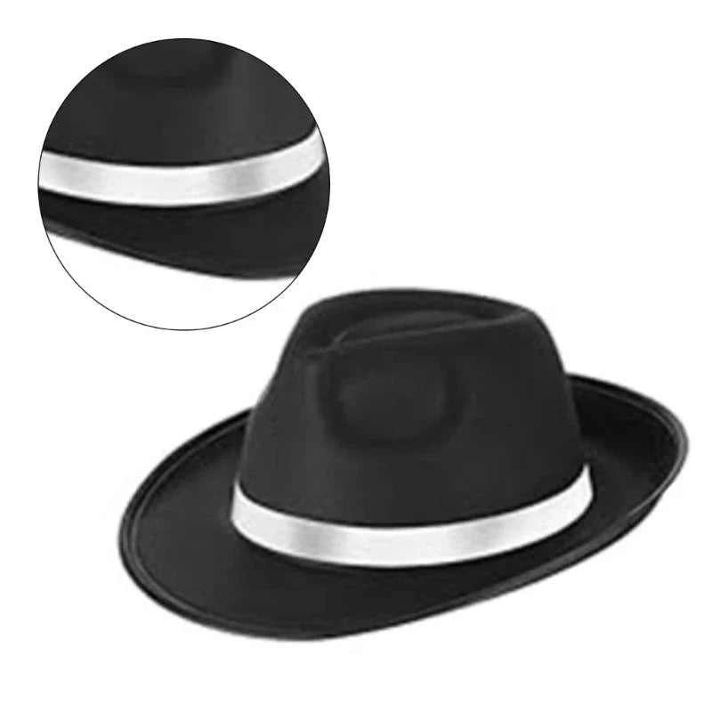 Elegant Fedoras Hat for Roleplay Costume Gentleman Hat with Roll Brims Adult Carnivals Party Panama Hat Headpieces