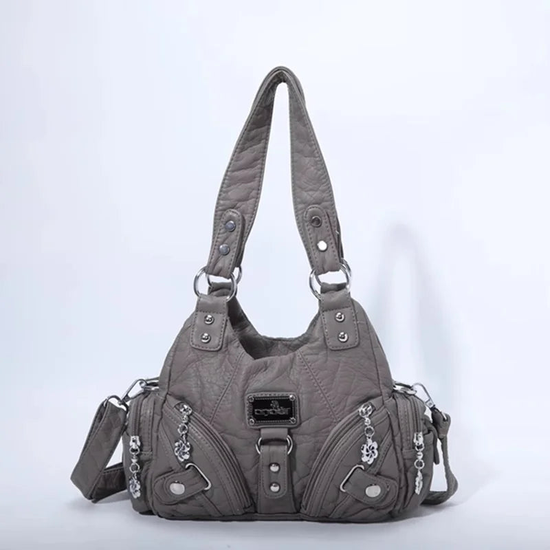 Vintage Women Handbags Soft Bag Small Top-handle Purse Fashion Satchel Multi-Pockets Shoulder Bag Hobos Phone Pack Tote Bag