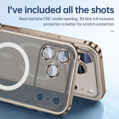 Aluminum Metal Case For iPhone 17 ProMax 16 15 14 13 12 Pro Max Plus with Magsafe Magnetic Charging Lens Glass Protector