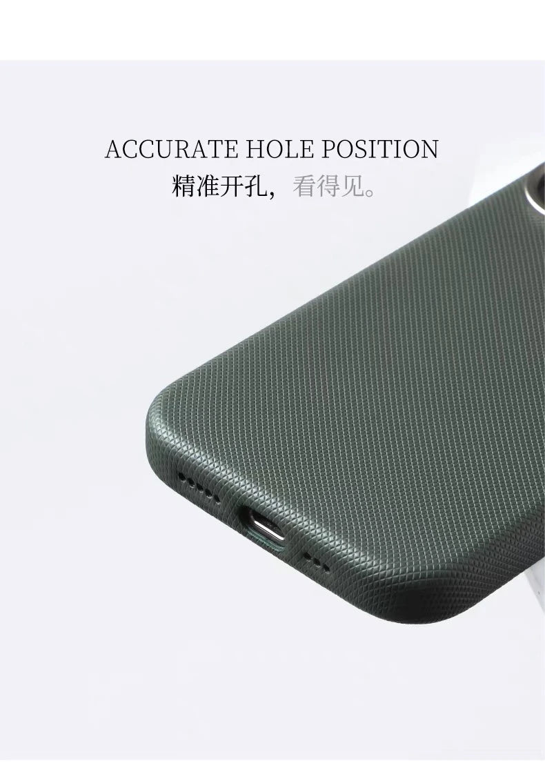 For Magsafe Fine Grained Leather Case For iPhone 17 Pro Max Ari 16 15 14 13 Metal Lens Frame Wireless Charge Accessories Cover