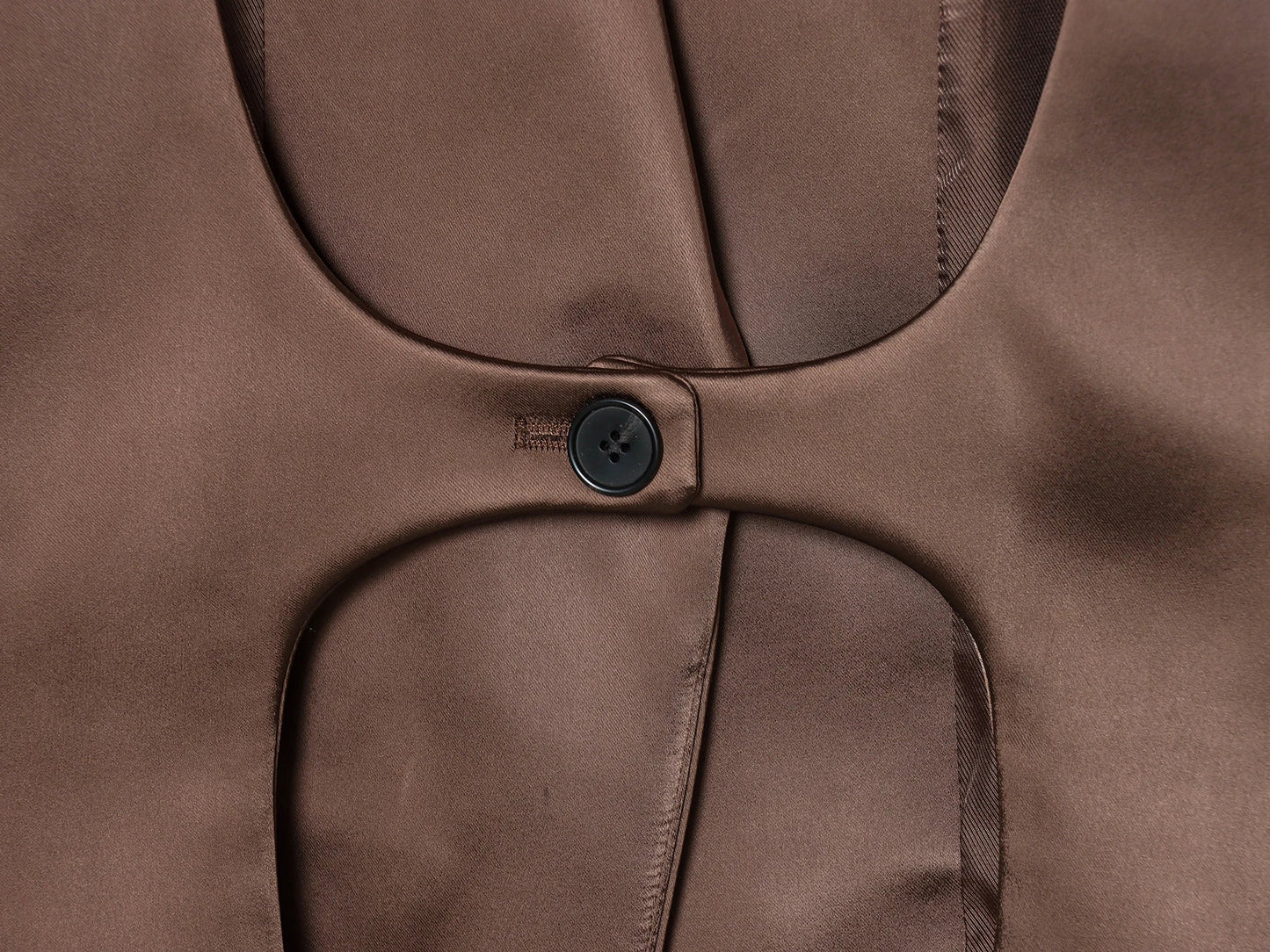 backless Satin Texture Blazers Women Fashion Autumn Winter Back hollow design Long Sleeve Single Buckle Suits Jacket coats