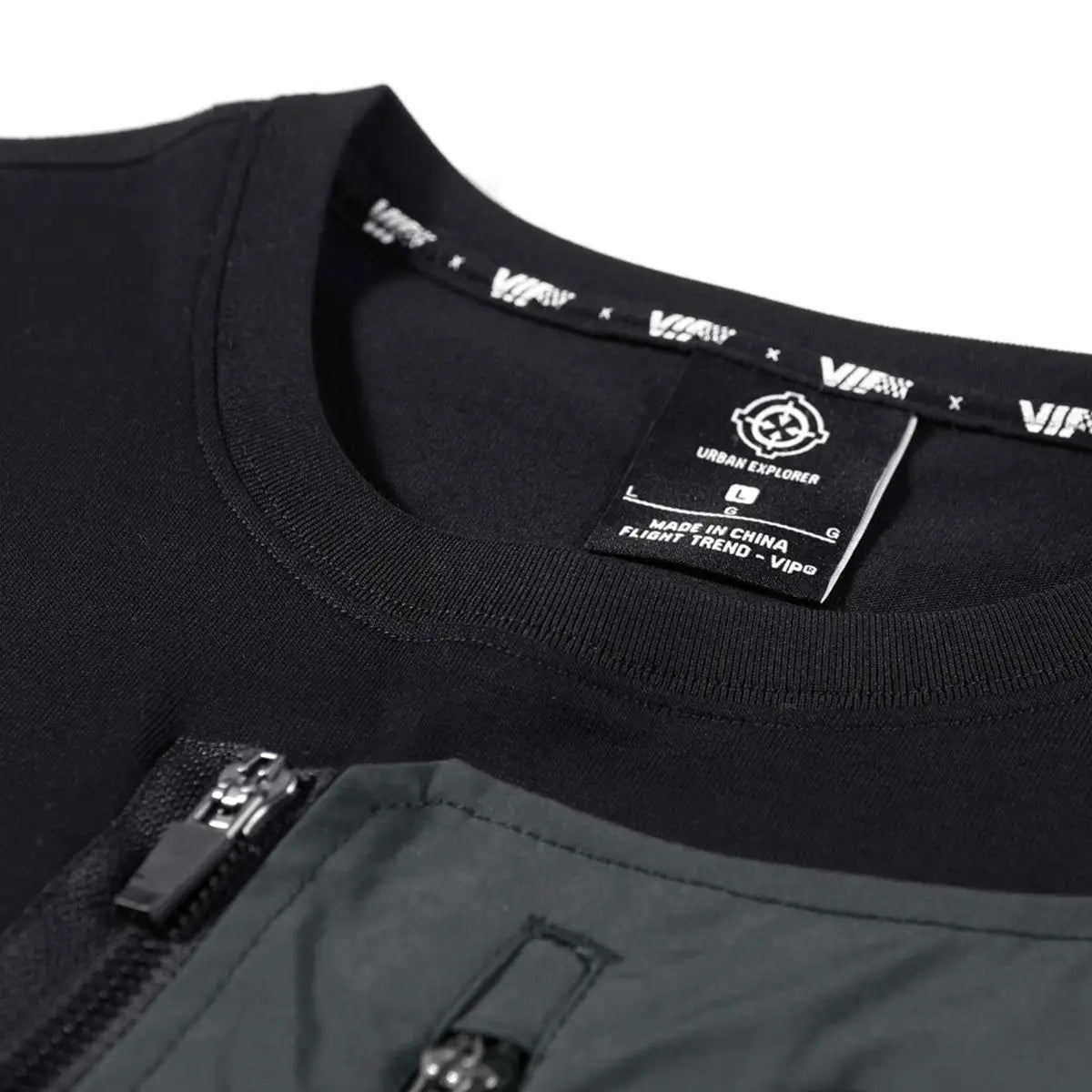 Fashion Men Black Techwear 100% Cotton Patch Stich Short Sleeve T-Shirts Summer Mens Oversized Locomotive Style Tooling T Shirt