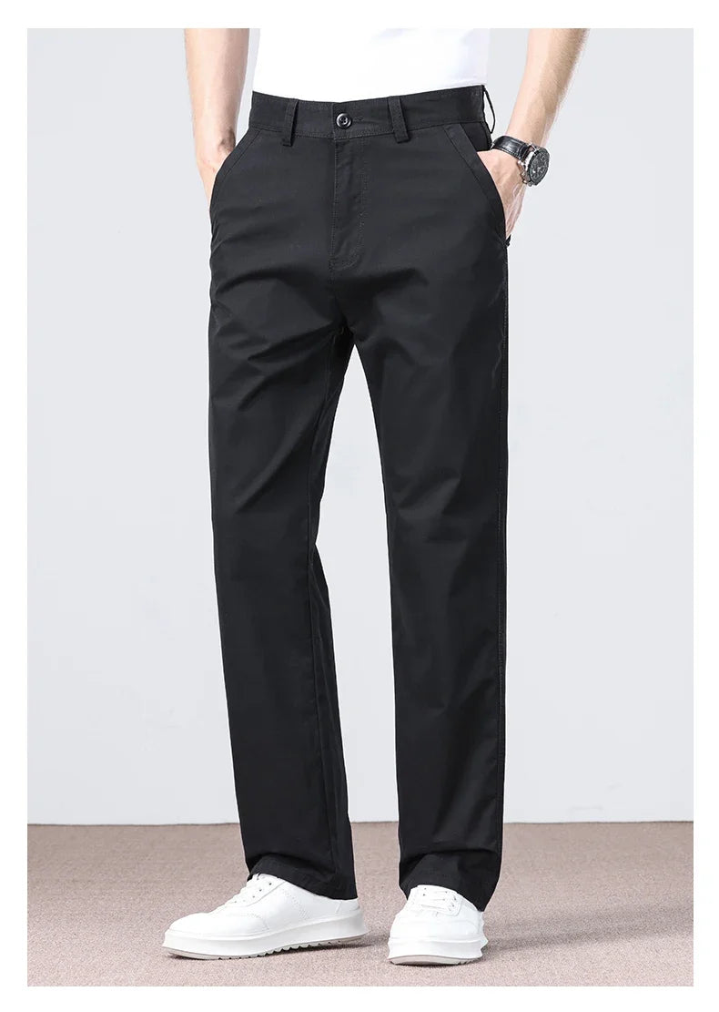 100% Cotton Straight Casual Pants Men's New Cargo Pocket Fashion Brand Comfortable High Quality Business Male Pants
