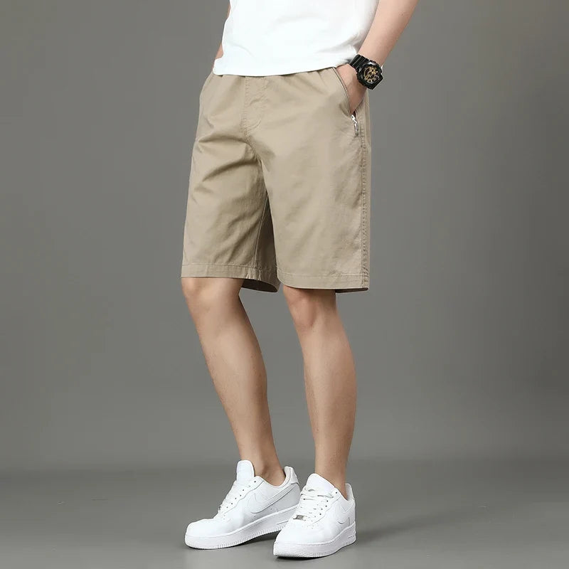 Summer new men's work shorts pocket zip trend versatile casual trousers five work trousers