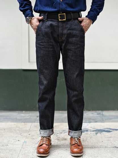 Mens Jeans Boxing Selvedge Denim Jeans Color Cotton Jeans for Men Silver Buttons Taper Fit  12.5 Oz