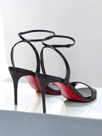 New slim heel nude sexy one-piece high-heeled sandals with feminine temperament, French women's comfortable high-heeled shoes