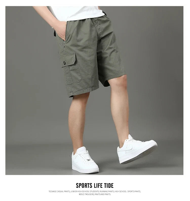 Summer new men's work shorts pocket zip trend versatile casual trousers five work trousers