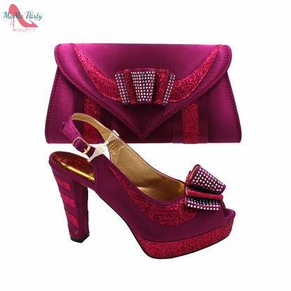 2021 Specials Design Black Color Nigerian Women Shoes and Bag Set High Quality Slingback Sandals with Appliques for Wedding
