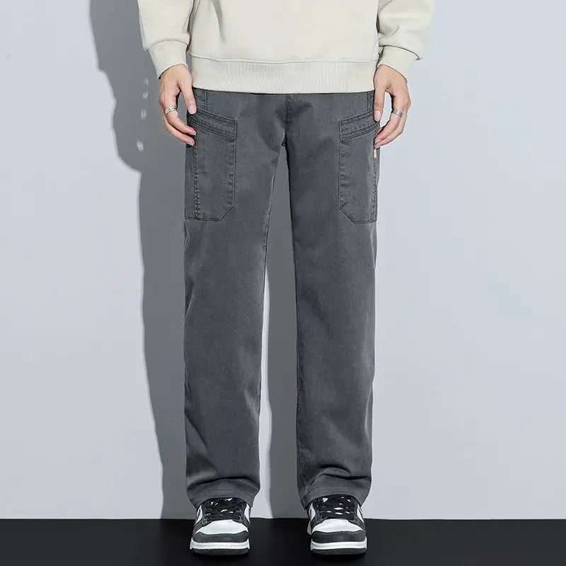 Men's Loose Straight Casual Work Pants 2025 Trendy Multi-Pocket Autumn Winter Workwear YM6106