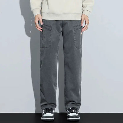 Men's Loose Straight Casual Work Pants 2025 Trendy Multi-Pocket Autumn Winter Workwear YM6106