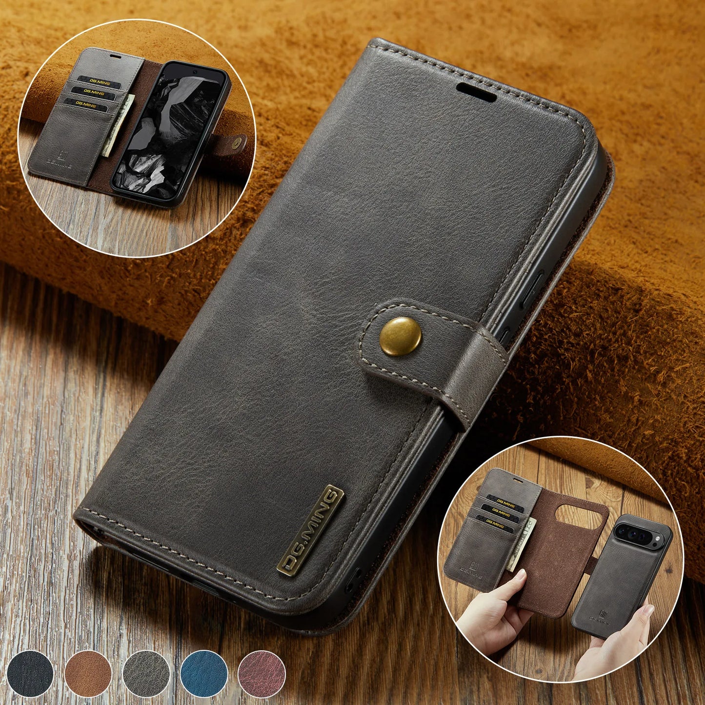 For Google Pixel 6 7 8 9 10 Pro XL/Pixel 5A 6A 7A 8A 9A Magnetic Detachable Cover 2in1 Flip Leather Wallet Phone Case