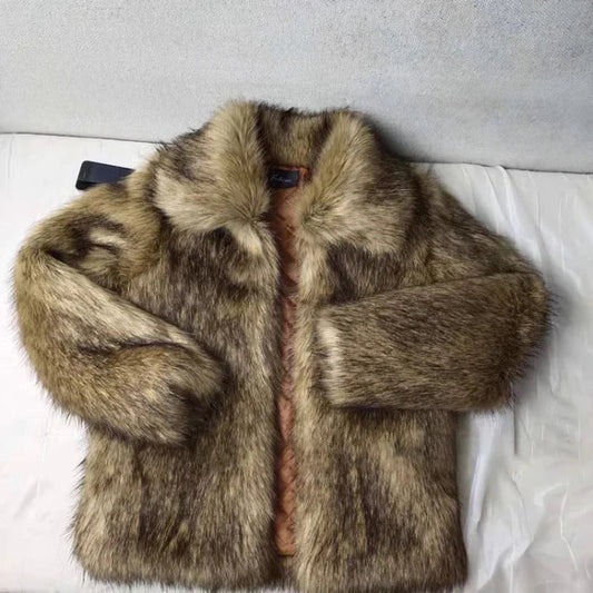 Winter Short Thick Warm Hairy Shaggy Faux Raccoon Fur Coat Men Long Sleeve High Quality Luxury Fluffy Jacket 2023