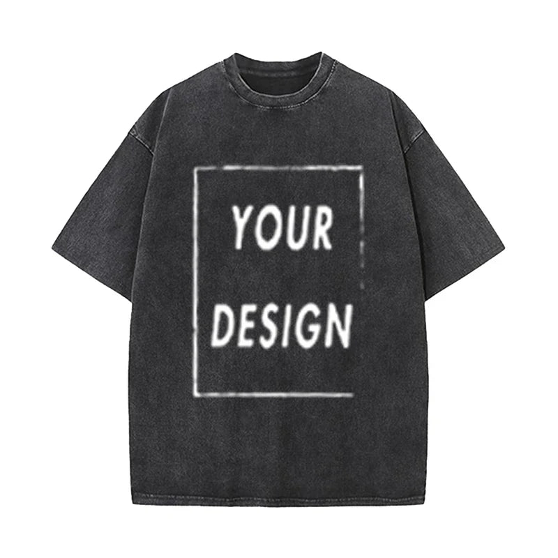 Men's and Women's Cotton Washed T-Shirt Custom Printed T-Shirt 230G Top DIY Your Favorite Pattern or Logo Fashionable Custom Top