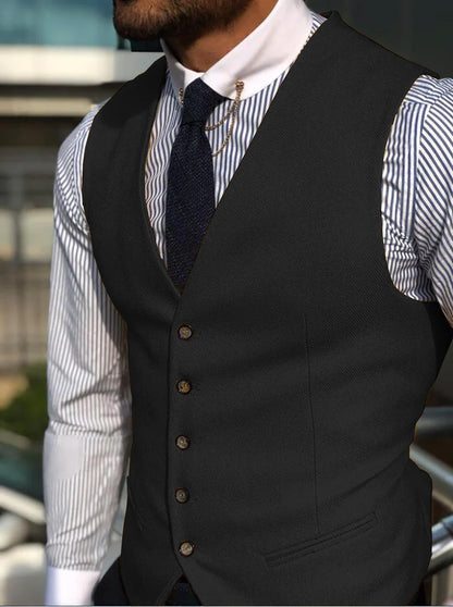 New Arrvial Men Vest Classic Cotton Blended Slim Fit Formal Suit Waistcoat  Vest Men Busoness