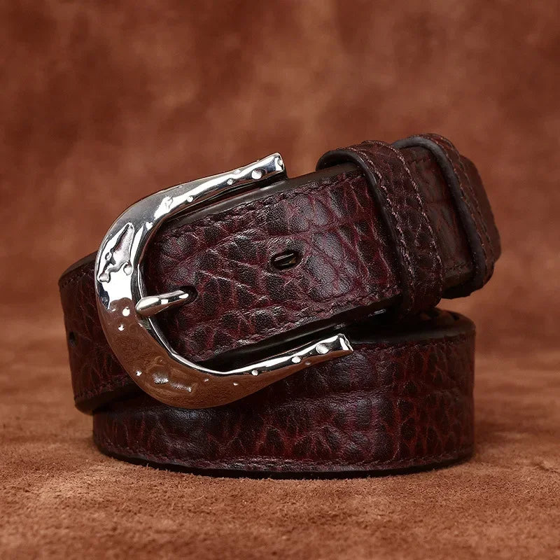 3.8cm Pure Cowskin Men Belt High Quality Genuine Leather Stainless Steel Buckle Strap Male Jeans Luxury Designer Belts for Man