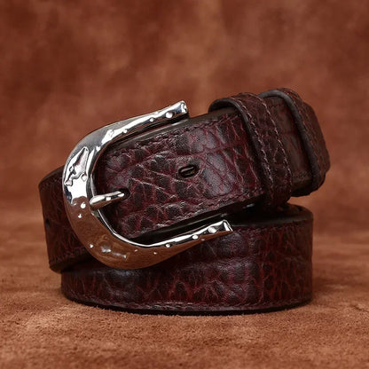 3.8cm Pure Cowskin Men Belt High Quality Genuine Leather Stainless Steel Buckle Strap Male Jeans Luxury Designer Belts for Man