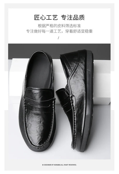 Genuine Leather Men Loafers Comfortable Mens Casual Shoes Luxury Brand Man Formal Dress Shoes Breathable Slip on Boat Shoes