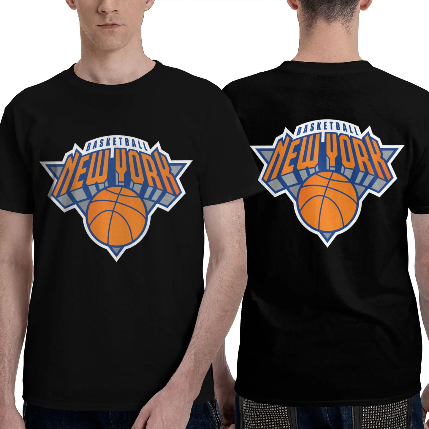 100% Cotton New York Basketball T-Shirt Men's Double Sided T Shirt Men O-Neck Summer Shirts Tops Oversized