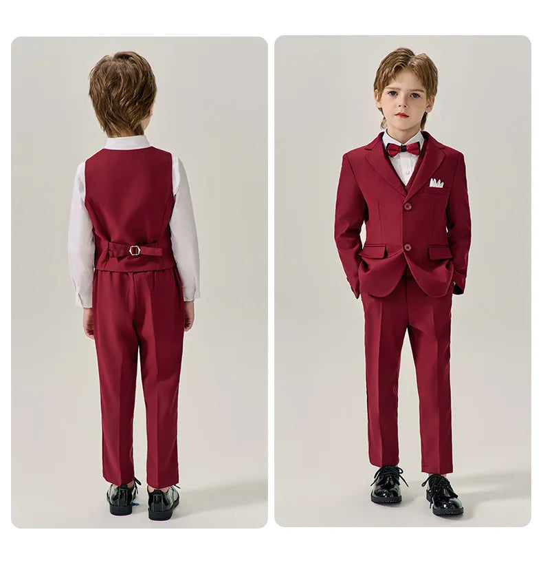 Prince Kids Purple Jakcet Vest Pants Bowtie Piano Party Dress Boys Wedding Ceremony Photograph Suit Children Performance Costume