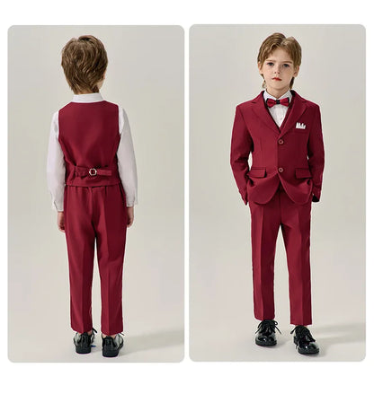 Prince Kids Purple Jakcet Vest Pants Bowtie Piano Party Dress Boys Wedding Ceremony Photograph Suit Children Performance Costume